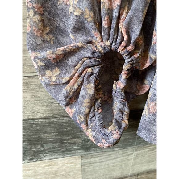 Women's Floral V-Neck Long Sleeve Blouse Multicolor Size M Gilli Balloon Sleeve - Picture 3 of 10